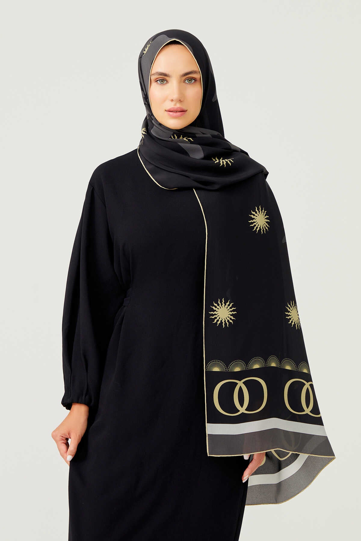 Gölge Siyah İpek Şal 80x200