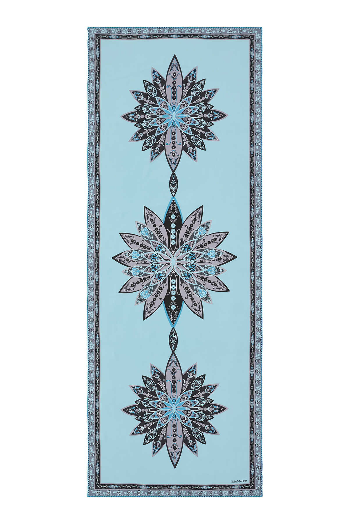 Gonca Açık Mavi Krep İpek Şal 80x210