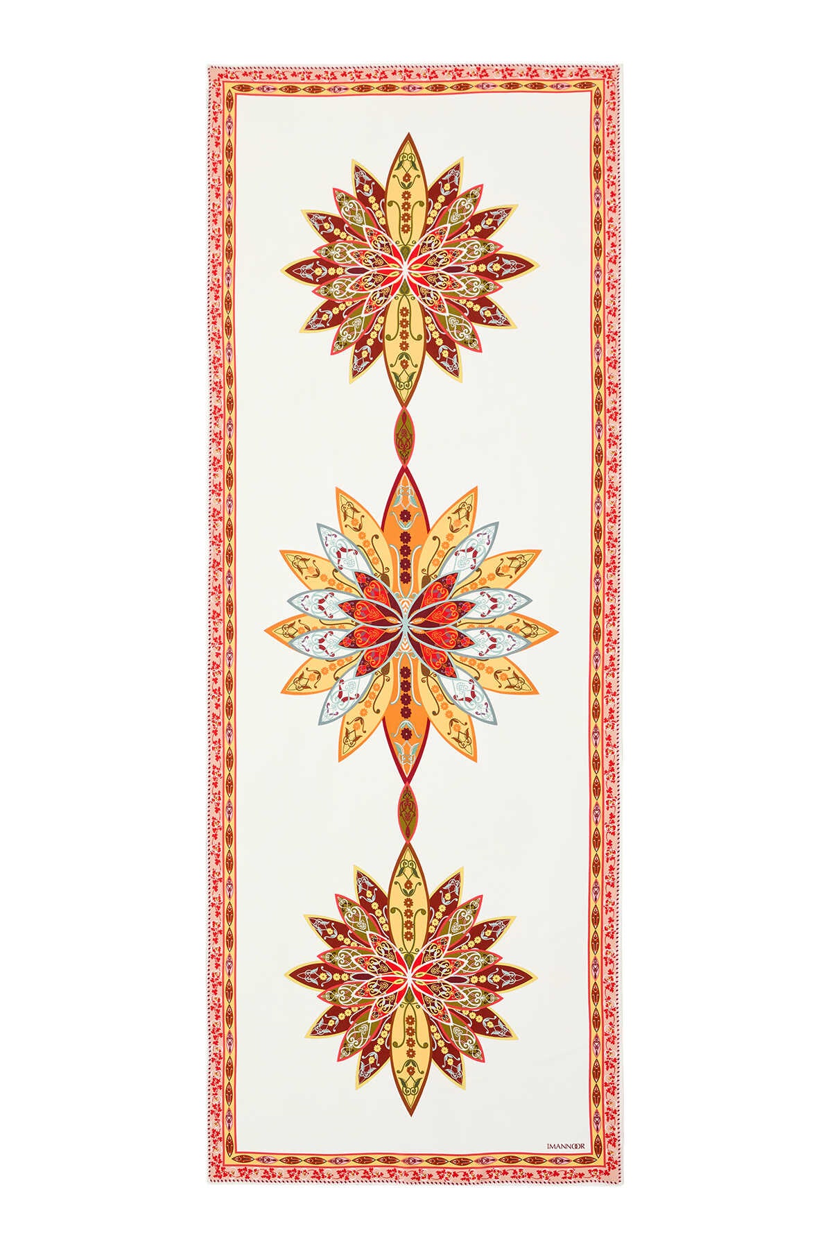 Gonca Beyaz Krep İpek Şal 80x210