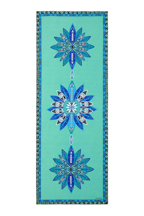 Gonca Turkuaz Krep İpek Şal 80x210