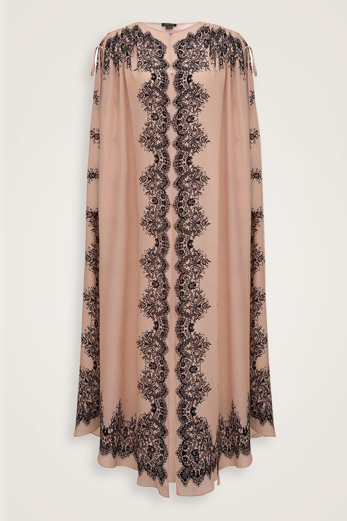 Gül Dantel Pudra İpek Abaya