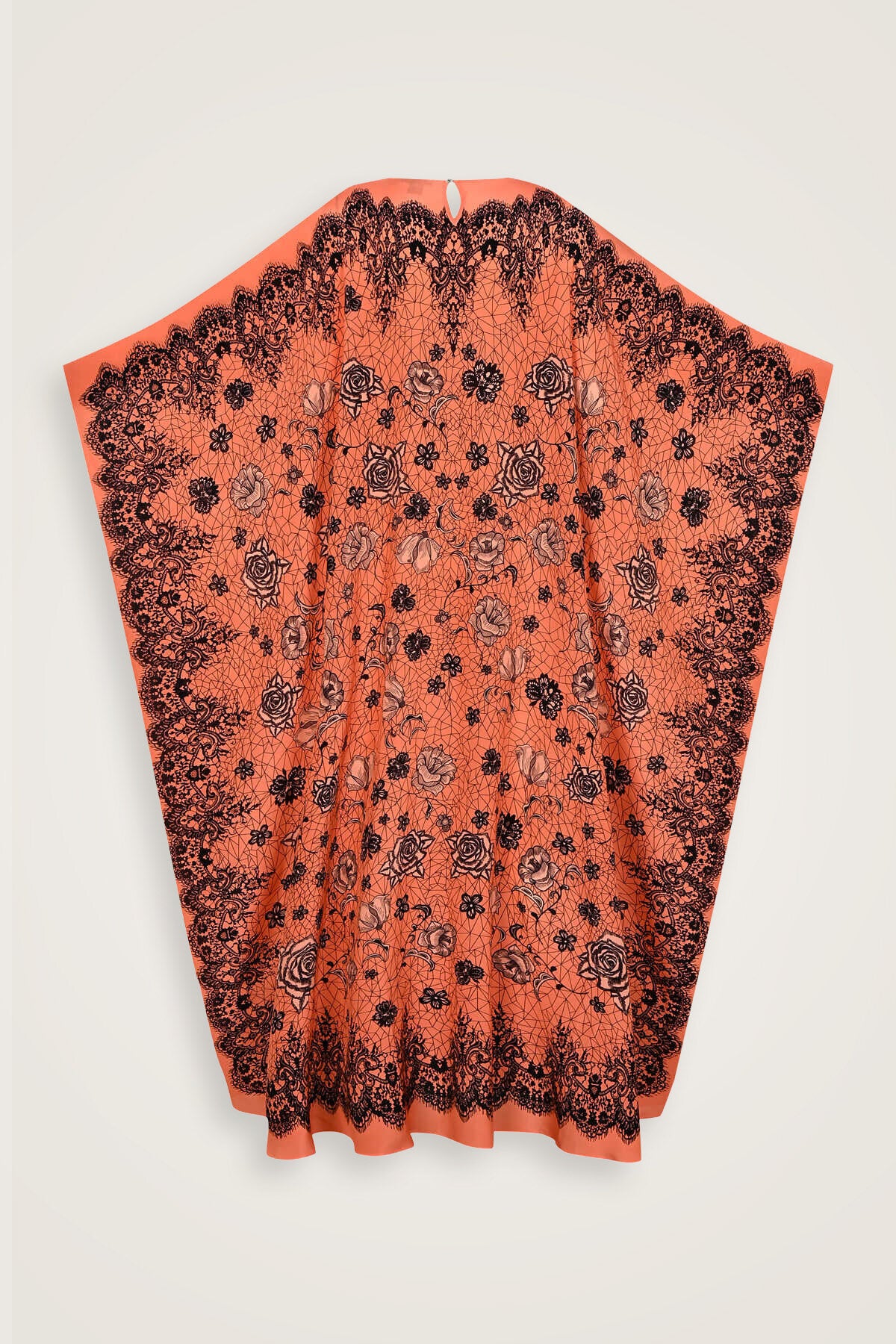 Gül Dantel Somon Krep İpek Kaftan