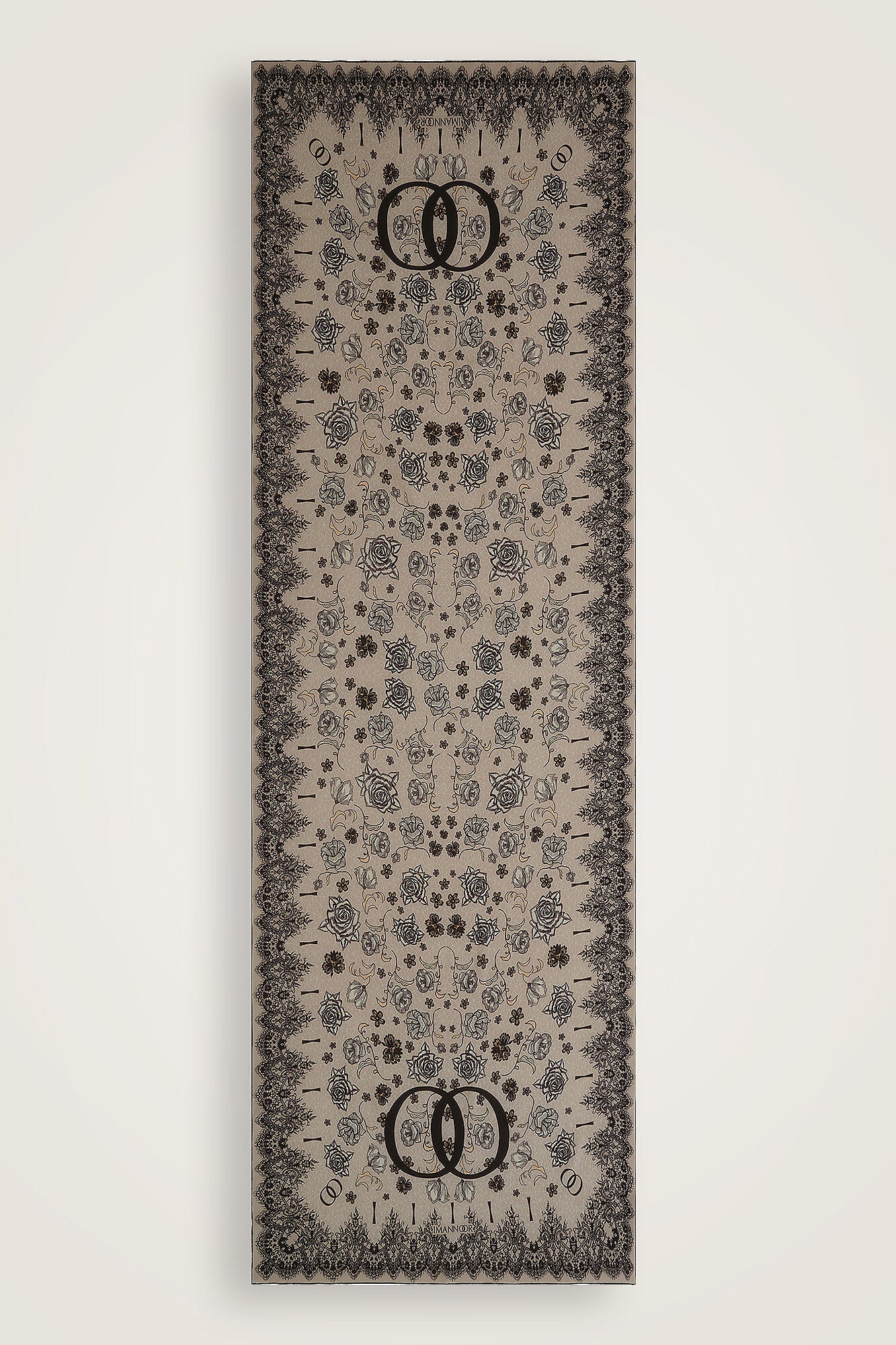 Gül Dantel Vizon Krep İpek Boyun Bağcıklı Elbise Şal