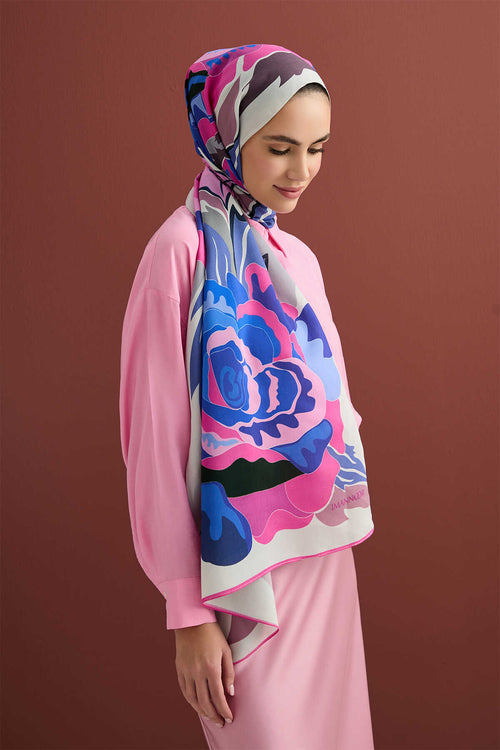 Gülün İsmi Leyla Pembe Floş Viskon Şal 70x200