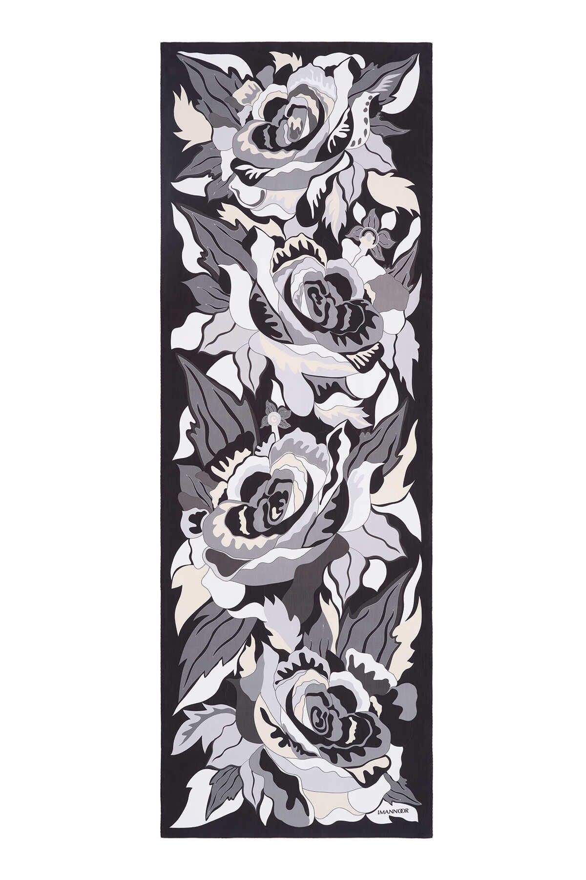 Gülün İsmi Leyla Siyah Floş Viskon Şal 70x200