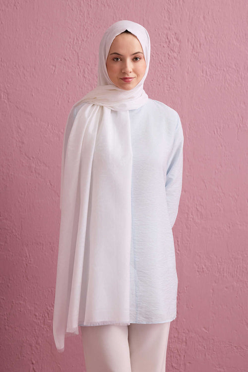 Güneş Doğarken Beyaz Pamuk İpek Şal 80x200