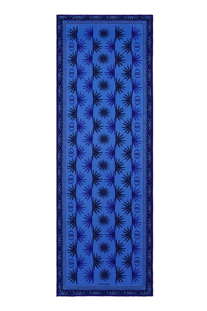 Güneş Doğarken İndigo Floş Viskon Şal 70x210