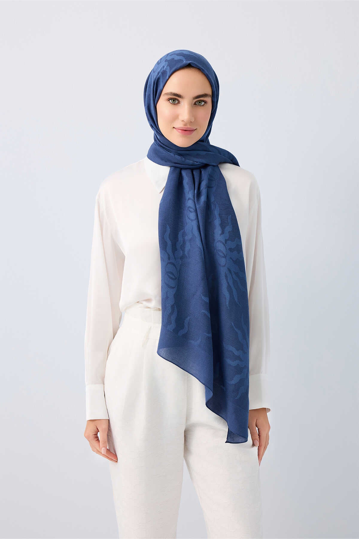 Güneş Doğarken Lacivert Ferah Tencel Şal 70x200
