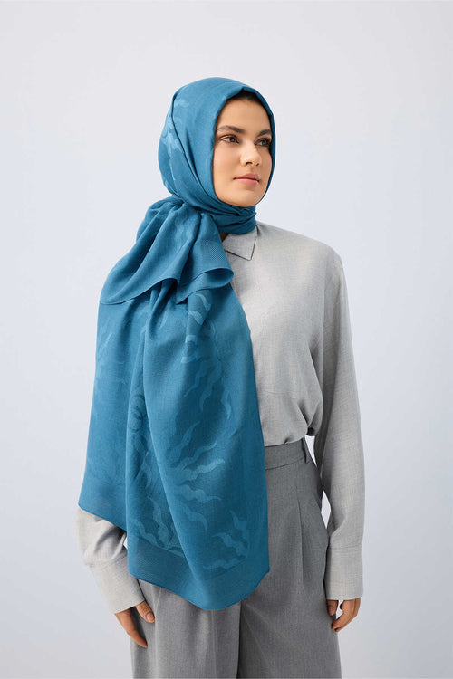 Güneş Doğarken Petrol Ferah Tencel Şal 70x200