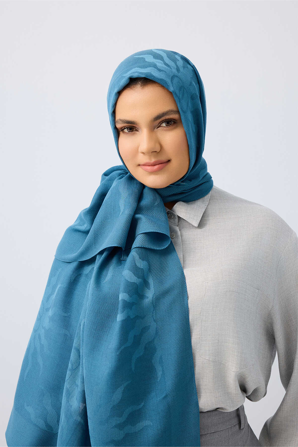 Güneş Doğarken Petrol Ferah Tencel Şal 70x200