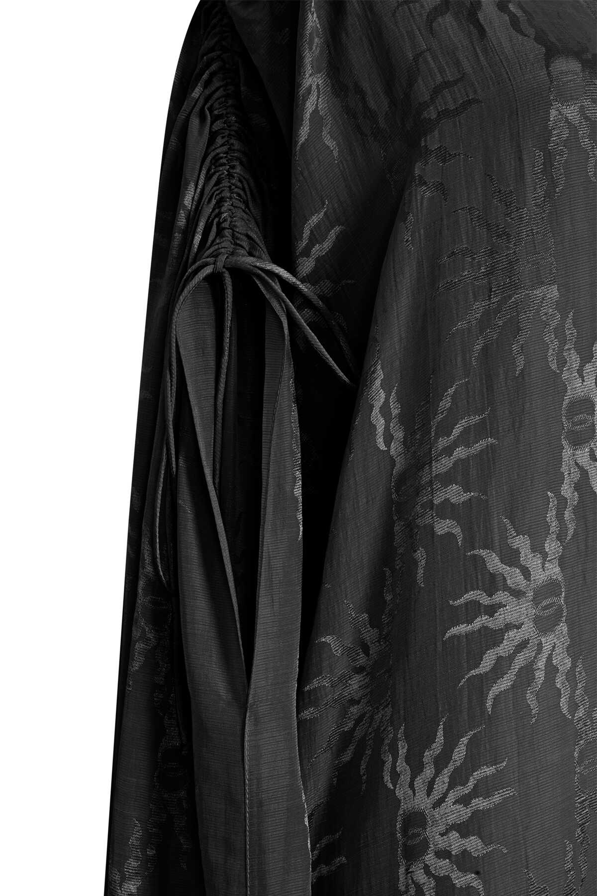 Güneş Doğarken Siyah Shiny Jakar Abaya