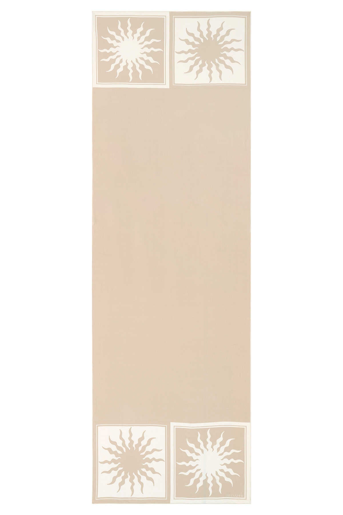 Güneş Kare Bej Krep İpek Kaftan Şalı 70x210