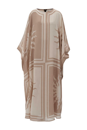 Güneş Kare Krem İpek Kaftan