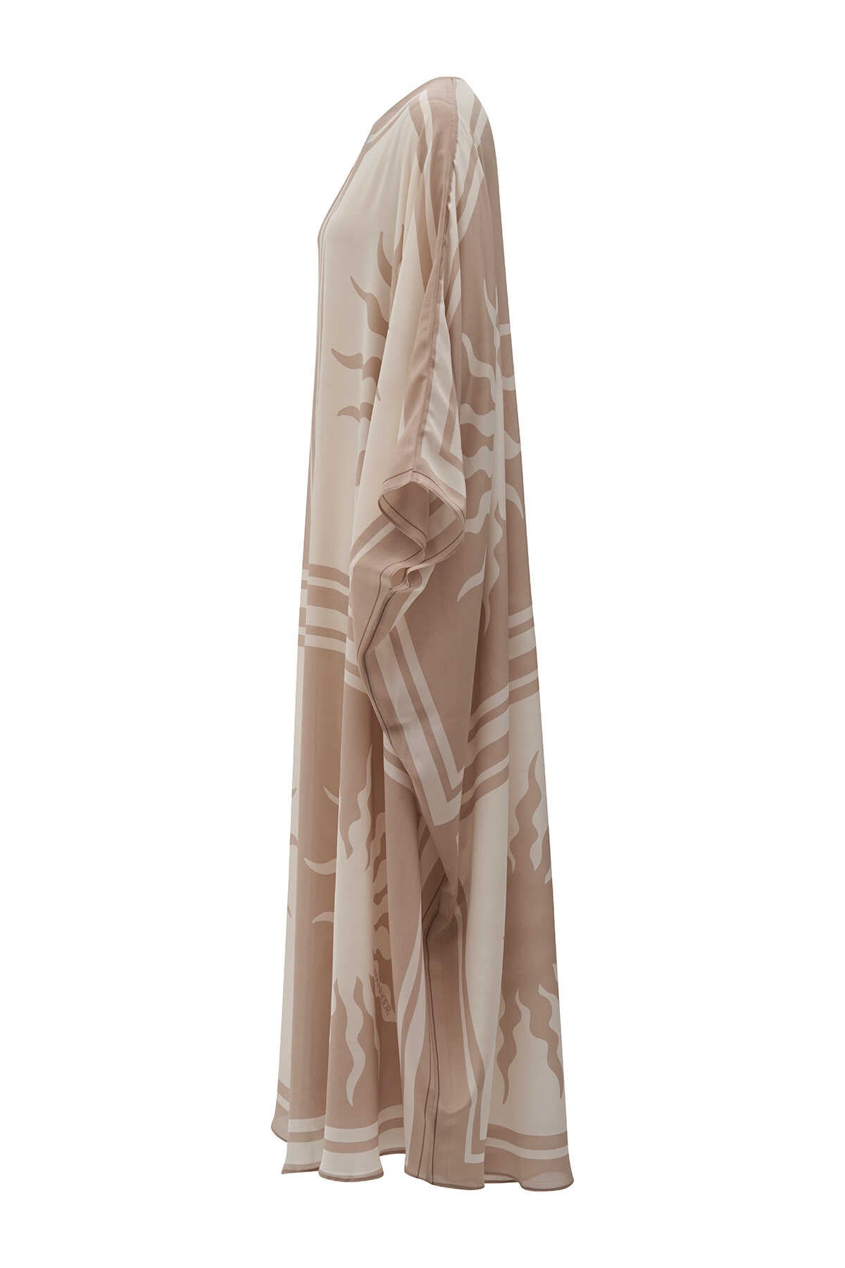 Güneş Kare Krem İpek Kaftan