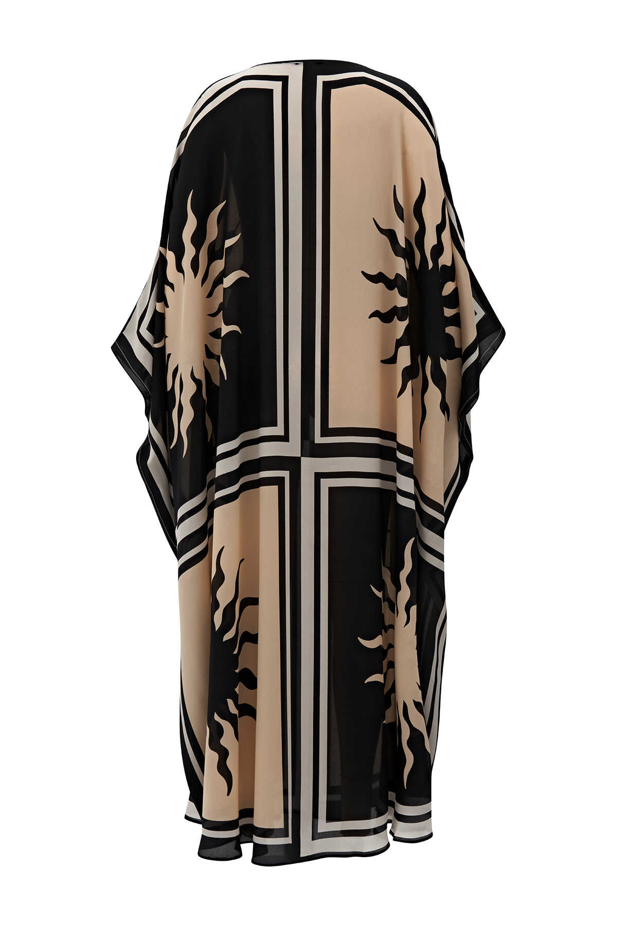 Güneş Kare Siyah İpek Kaftan