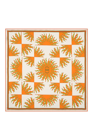 Güneş Logo Turuncu Tivil İpek Eşarp 90x90