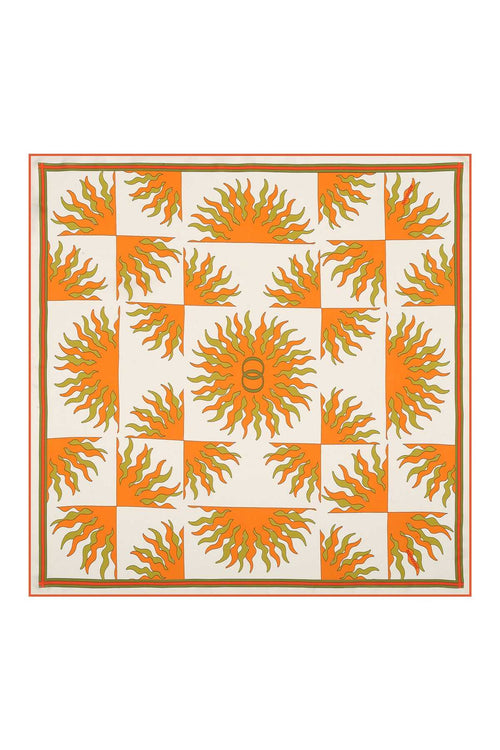 Güneş Logo Turuncu Tivil İpek Eşarp 90x90