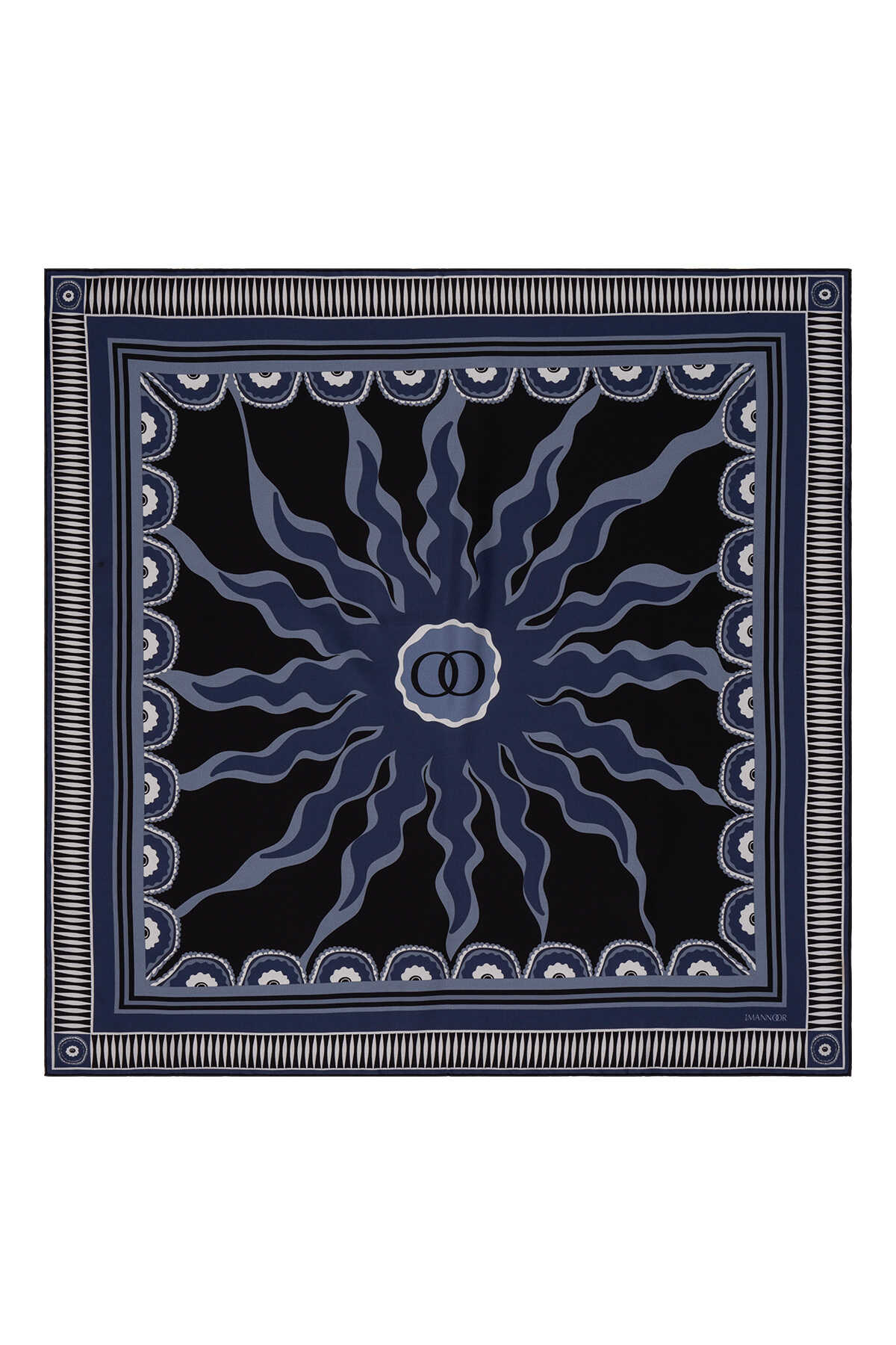 Güneş Noor Lacivert Tivil İpek Eşarp 90x90