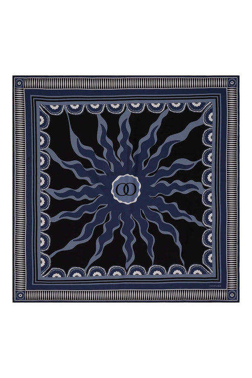Güneş Noor Lacivert Tivil İpek Eşarp 90x90