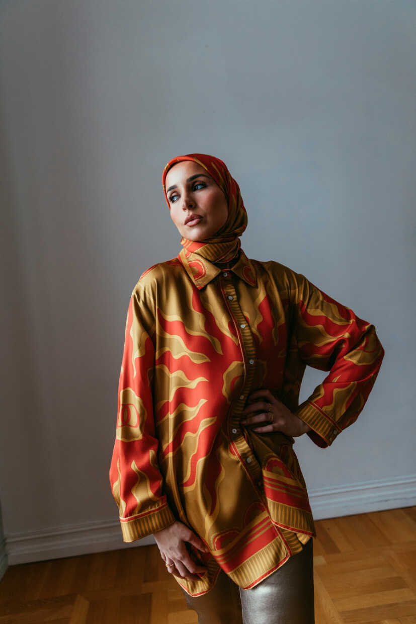 Güneş Noor Sarı İpek Gömlek