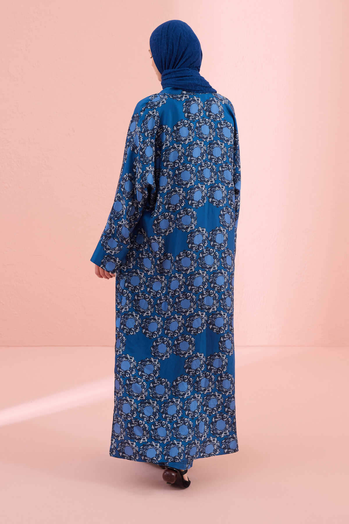 Halkalar Lacivert Tivil İpek Kimono