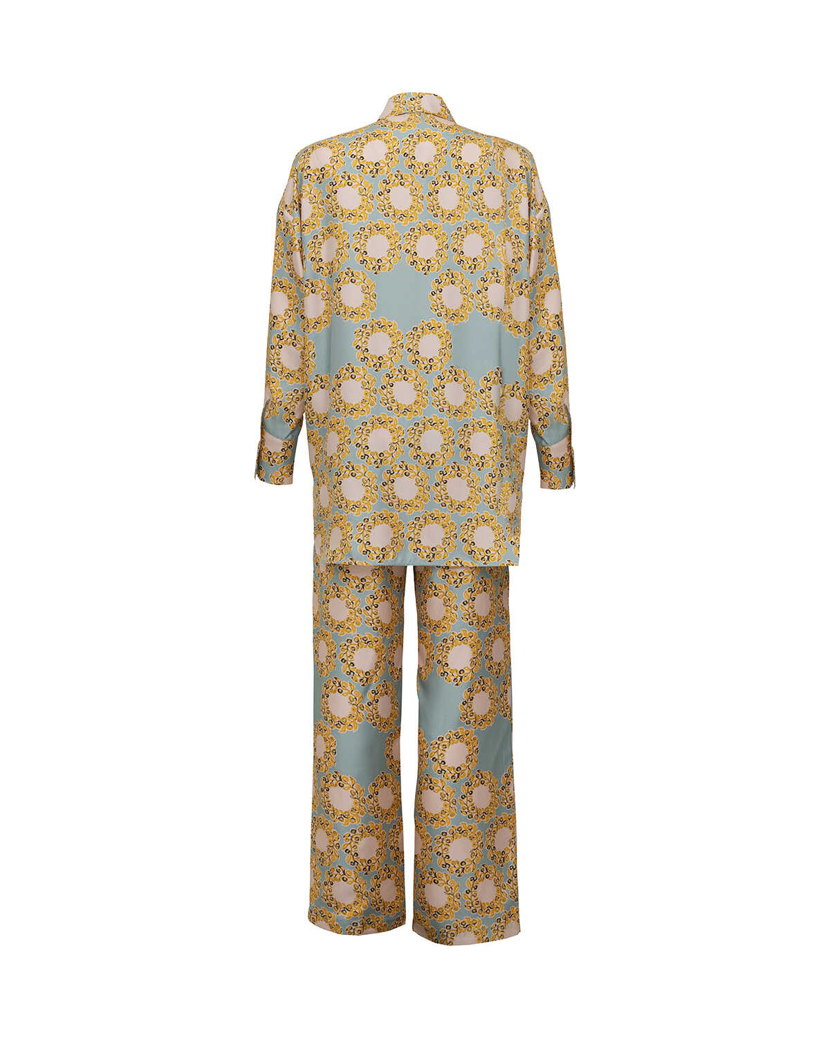 Halkalar Somon Krep İpek Pijama Gömlek