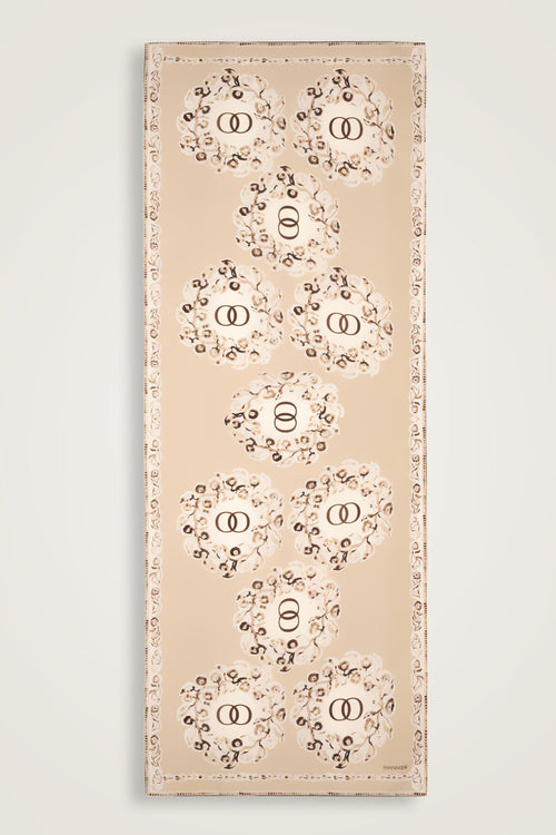 Halkalar Taş Krep İpek Şal 80x210