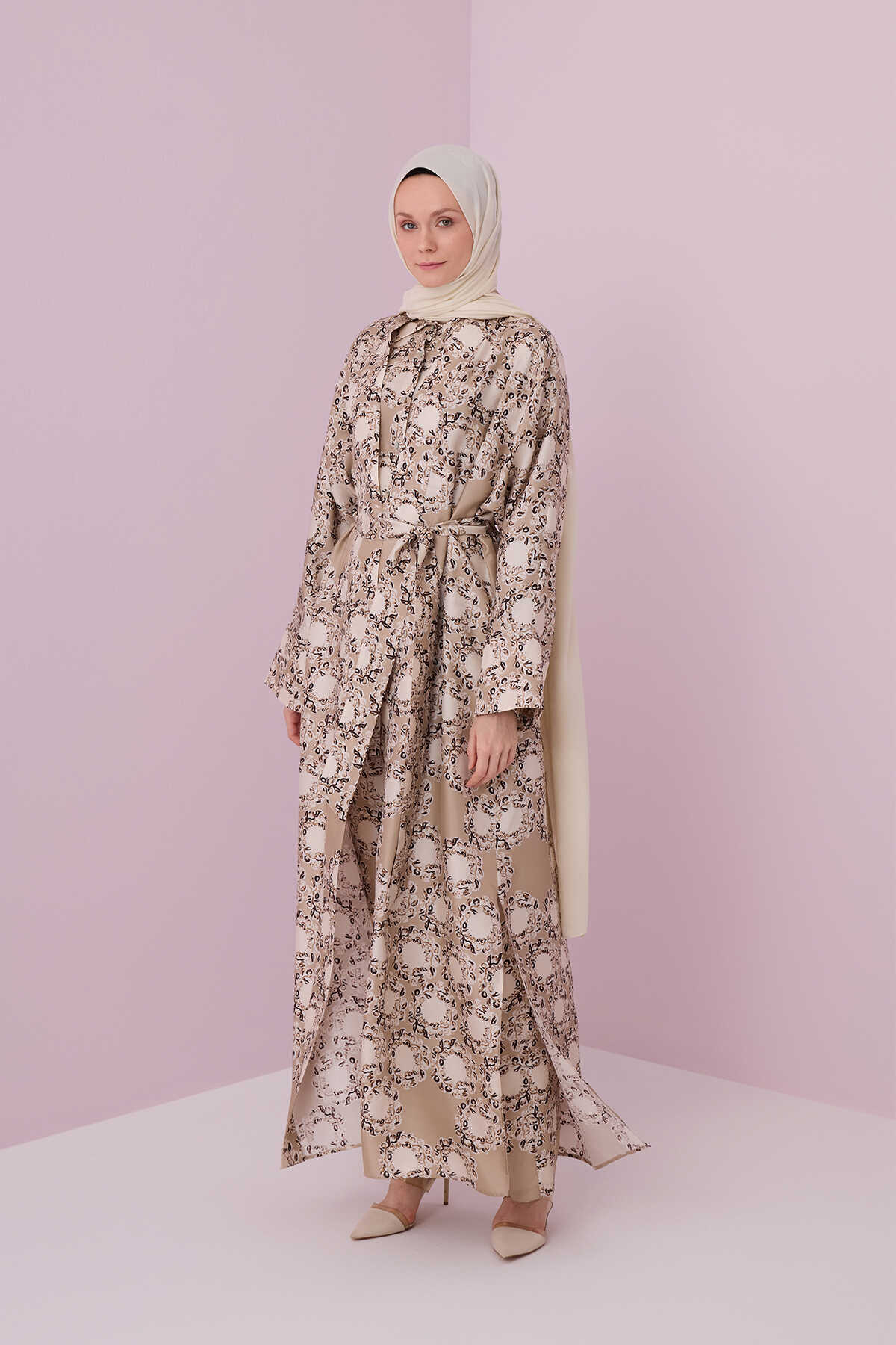 Halkalar Taş Tivil İpek Kimono