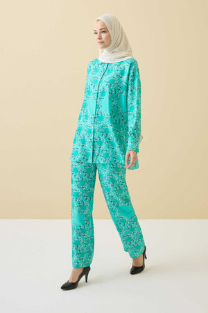 Halkalar Turkuaz İpek Pijama Pantolon