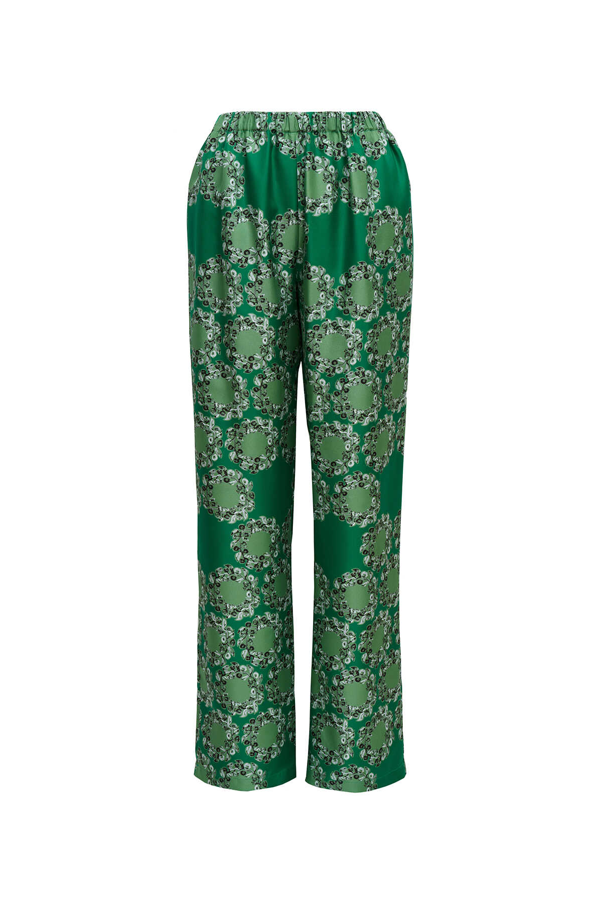 Halkalar Yeşil İpek Pijama Pantolon