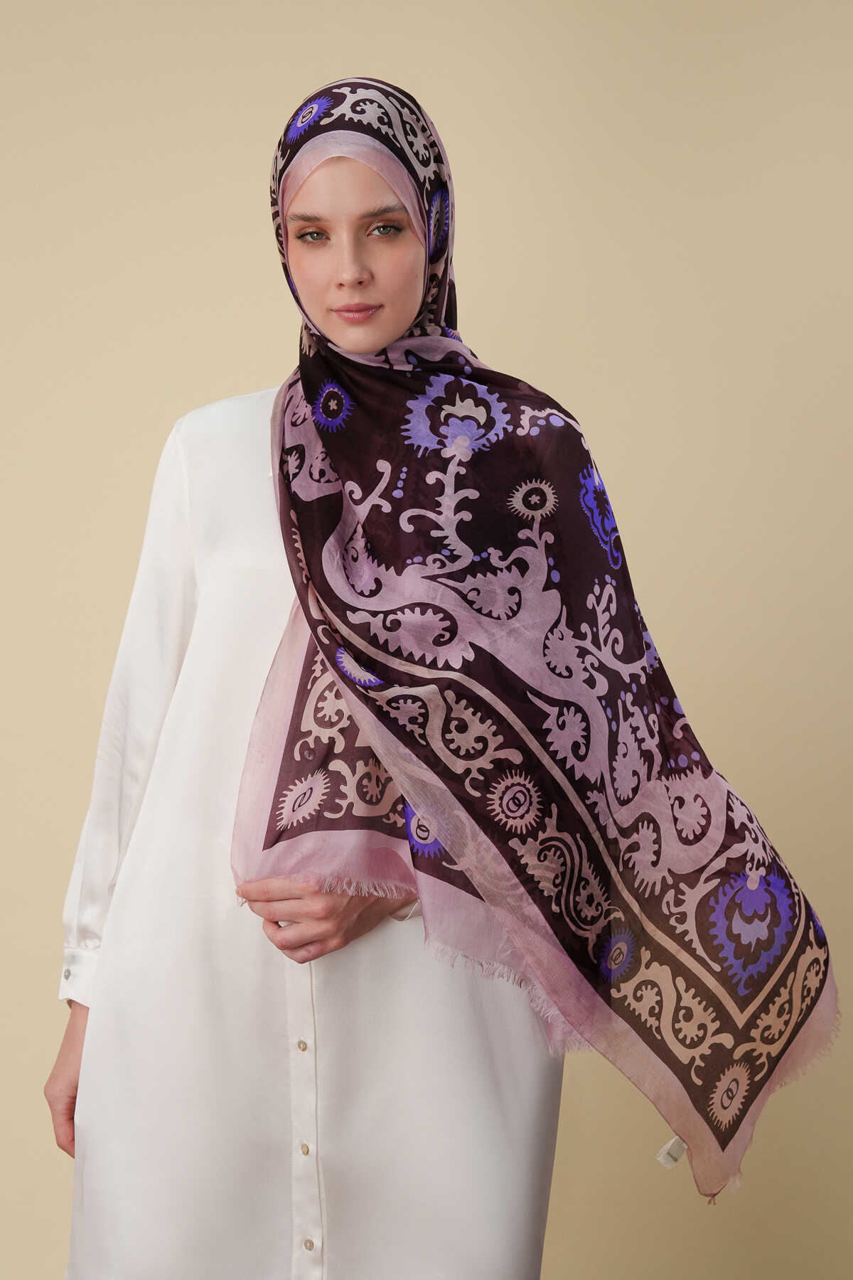 Hayat Bordo İpek Vual Şal 70x200