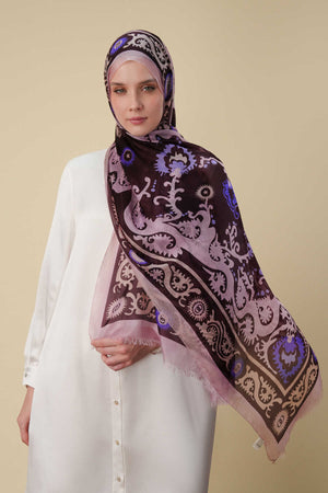 Hayat Bordo İpek Vual Şal 70x200