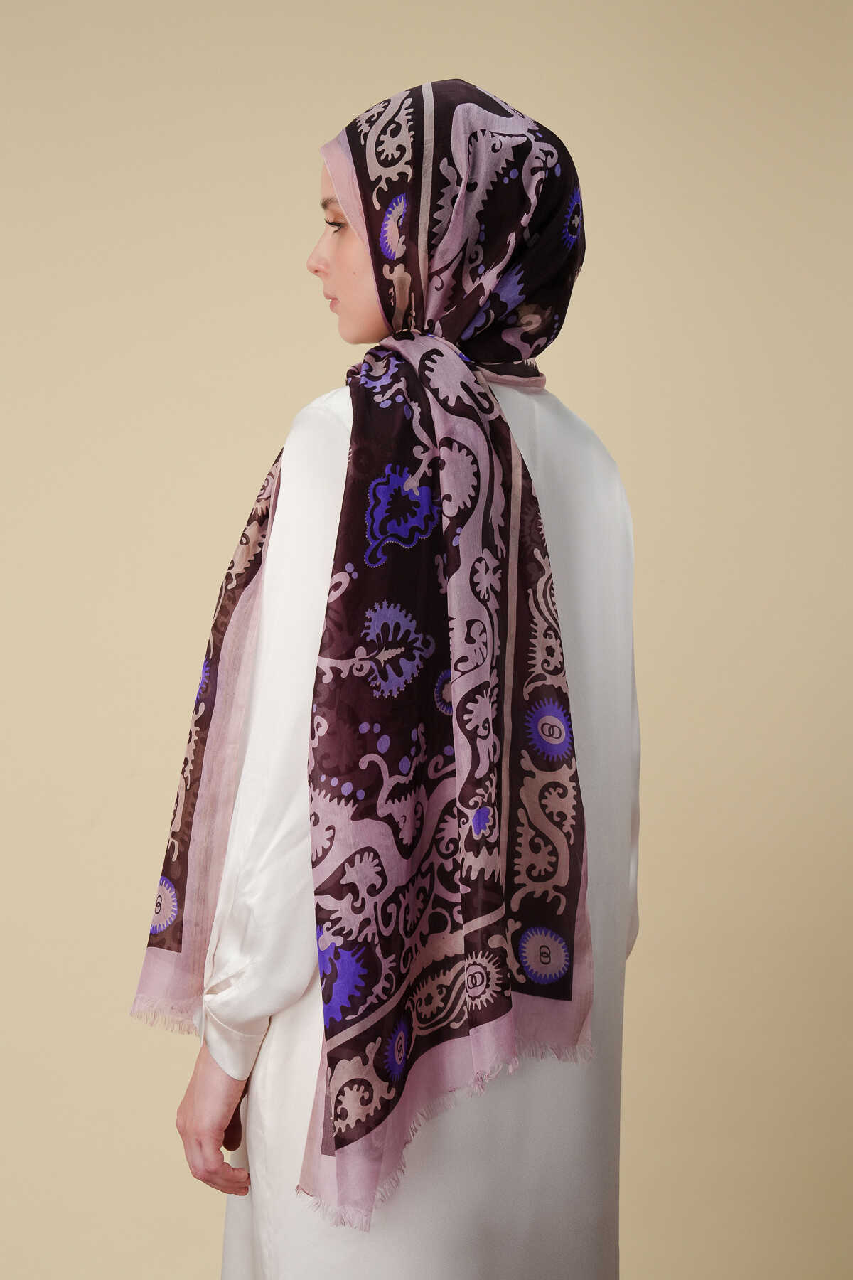 Hayat Bordo İpek Vual Şal 70x200