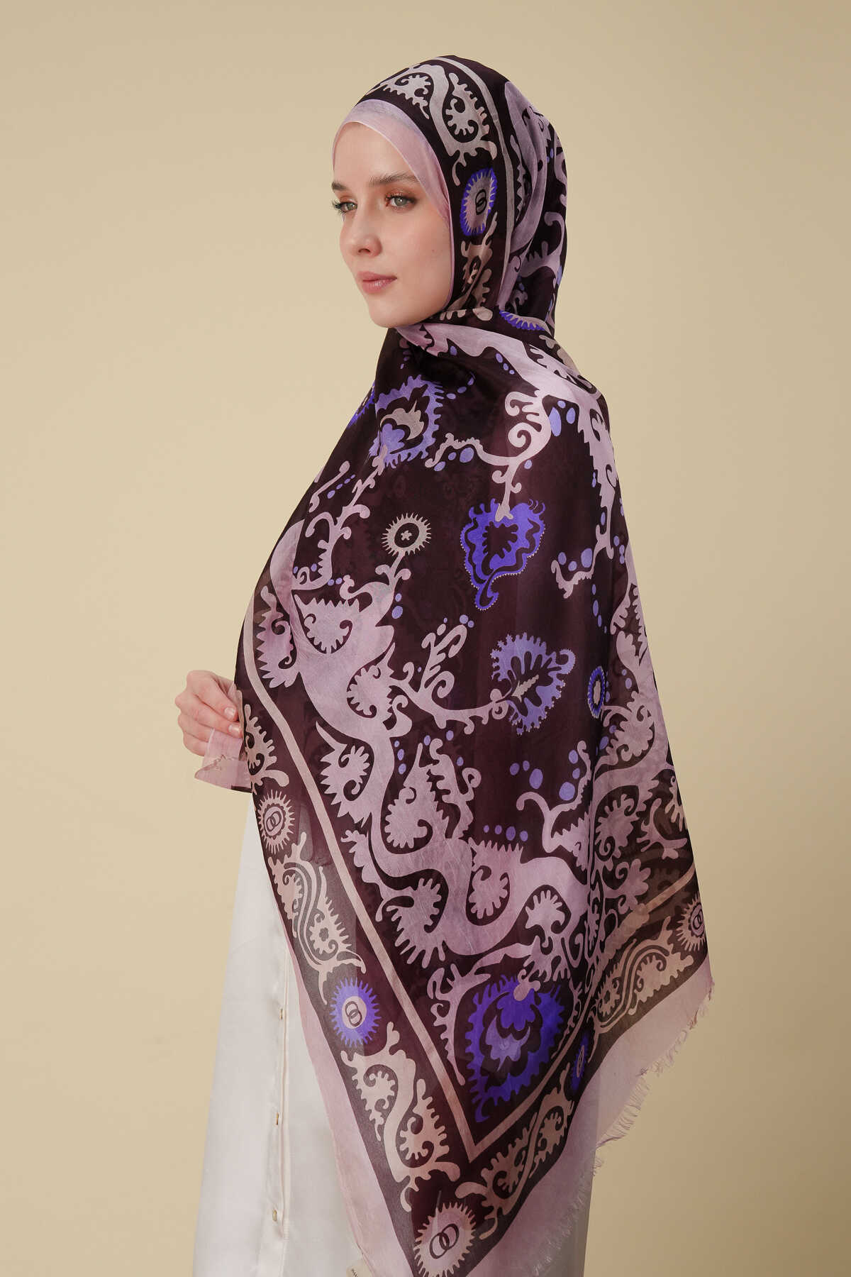 Hayat Bordo İpek Vual Şal 70x200
