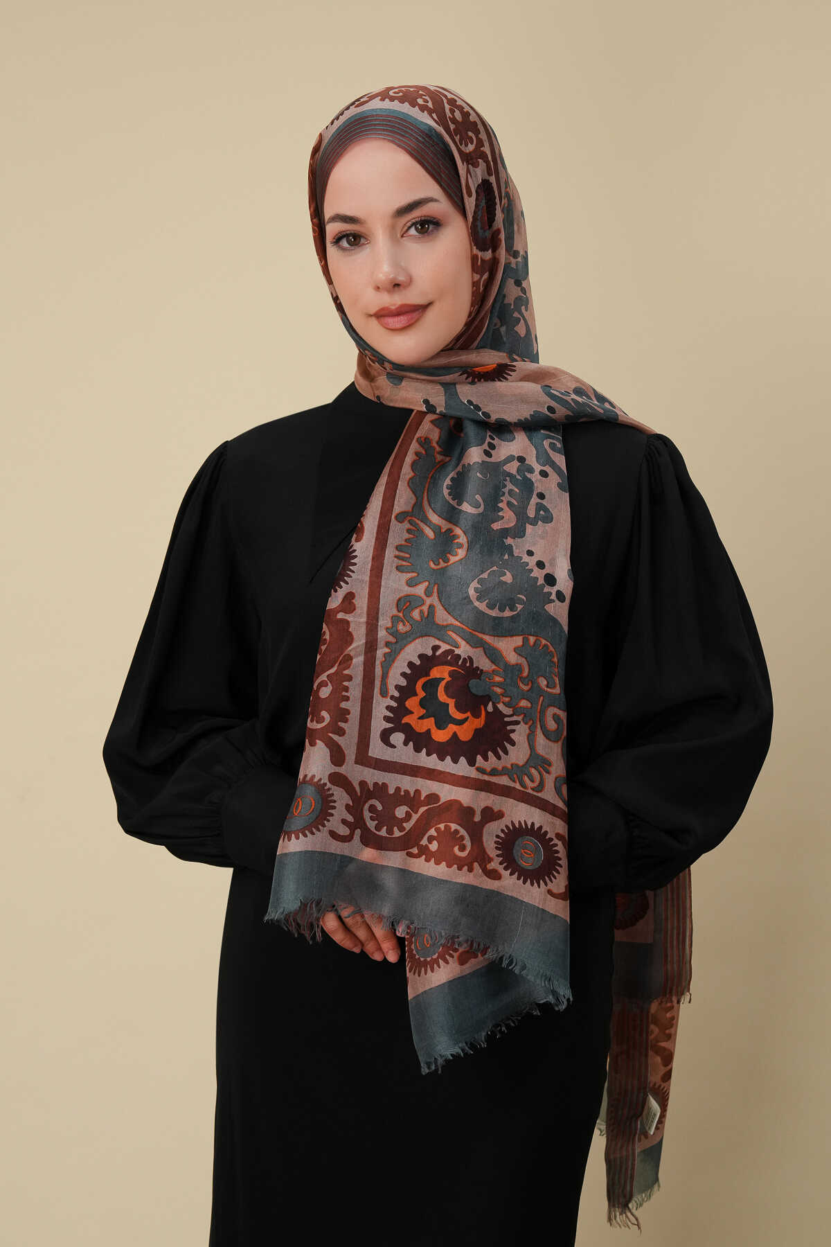 Hayat Karamel İpek Vual Şal 70x200