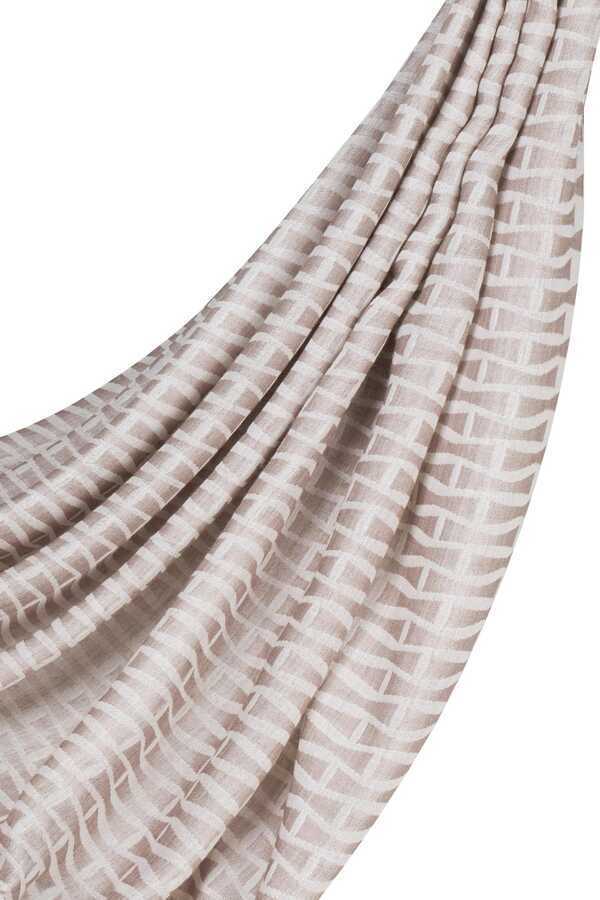 I Monogram Bej İpek Eşarp 140x140