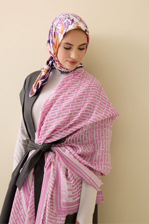 I Monogram Fuşya İpek Eşarp 140x140
