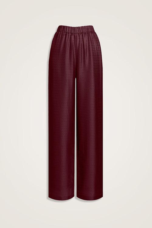 Iman I Bordo İpek Pijama Pantolon