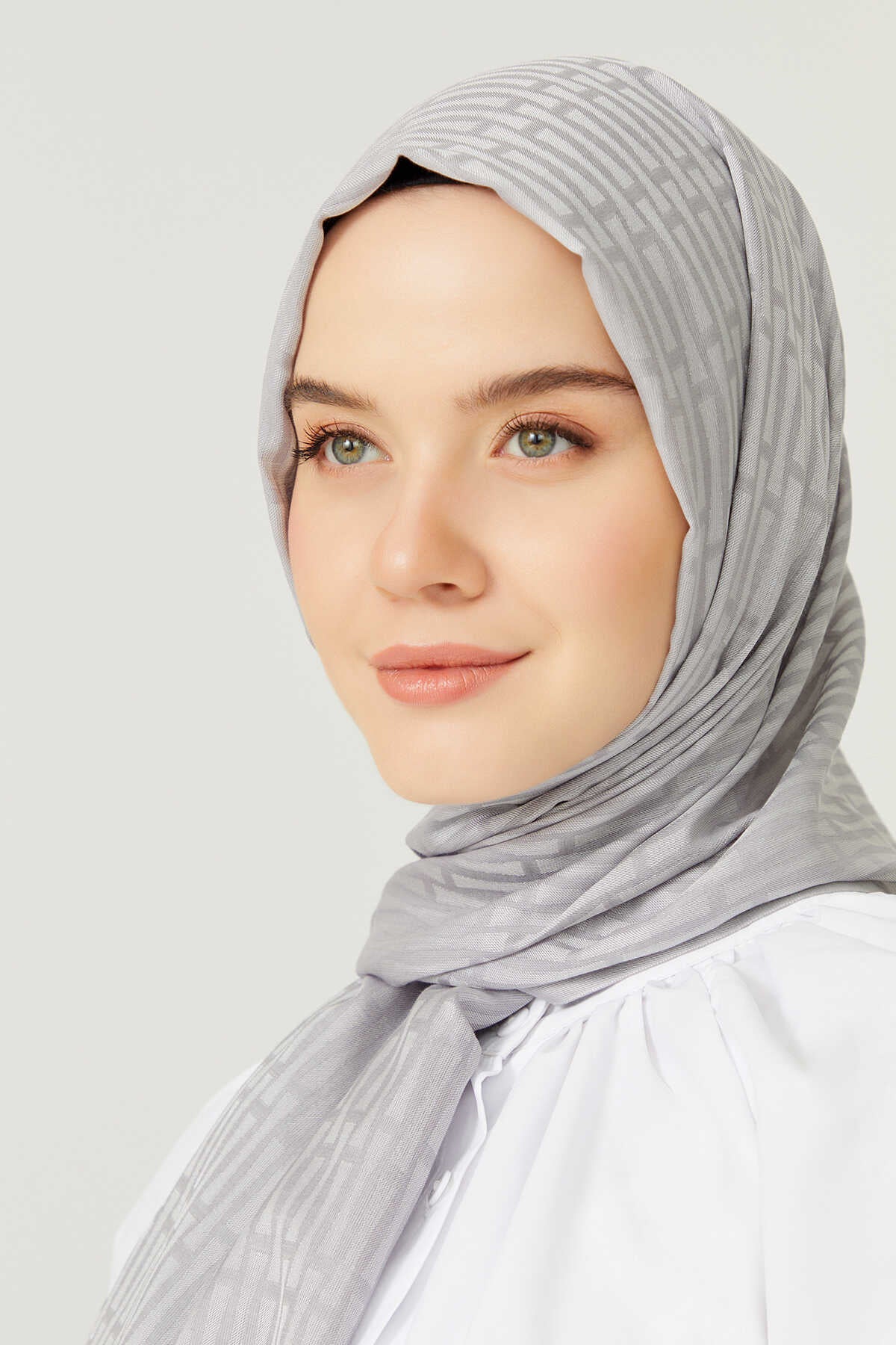 Iman I Gri Pamuk İpek Şal 80x200