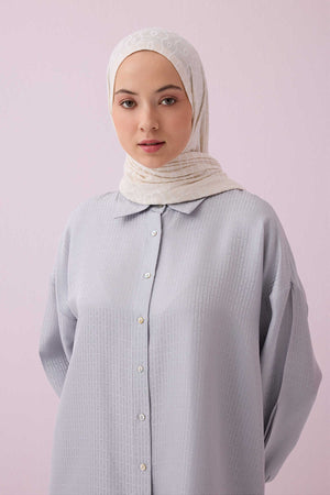 Iman I Gümüş İpek Pijama Gömlek