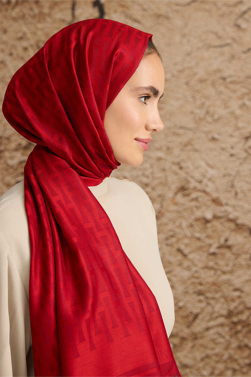 Iman I Kırmızı İpek Şal 70x200