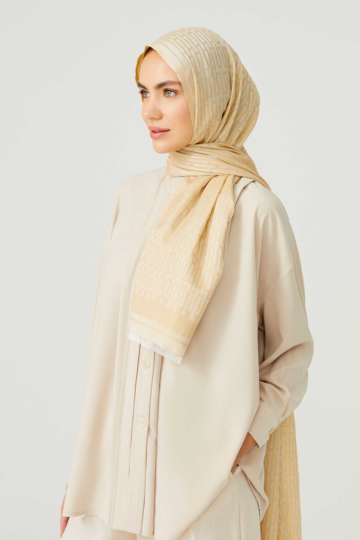 Iman I Natural Pamuk İpek Şal 80x200