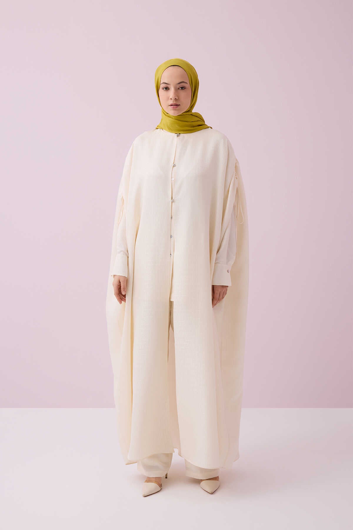 İman I Krem İpek Abaya