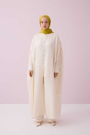 İman I Krem İpek Abaya