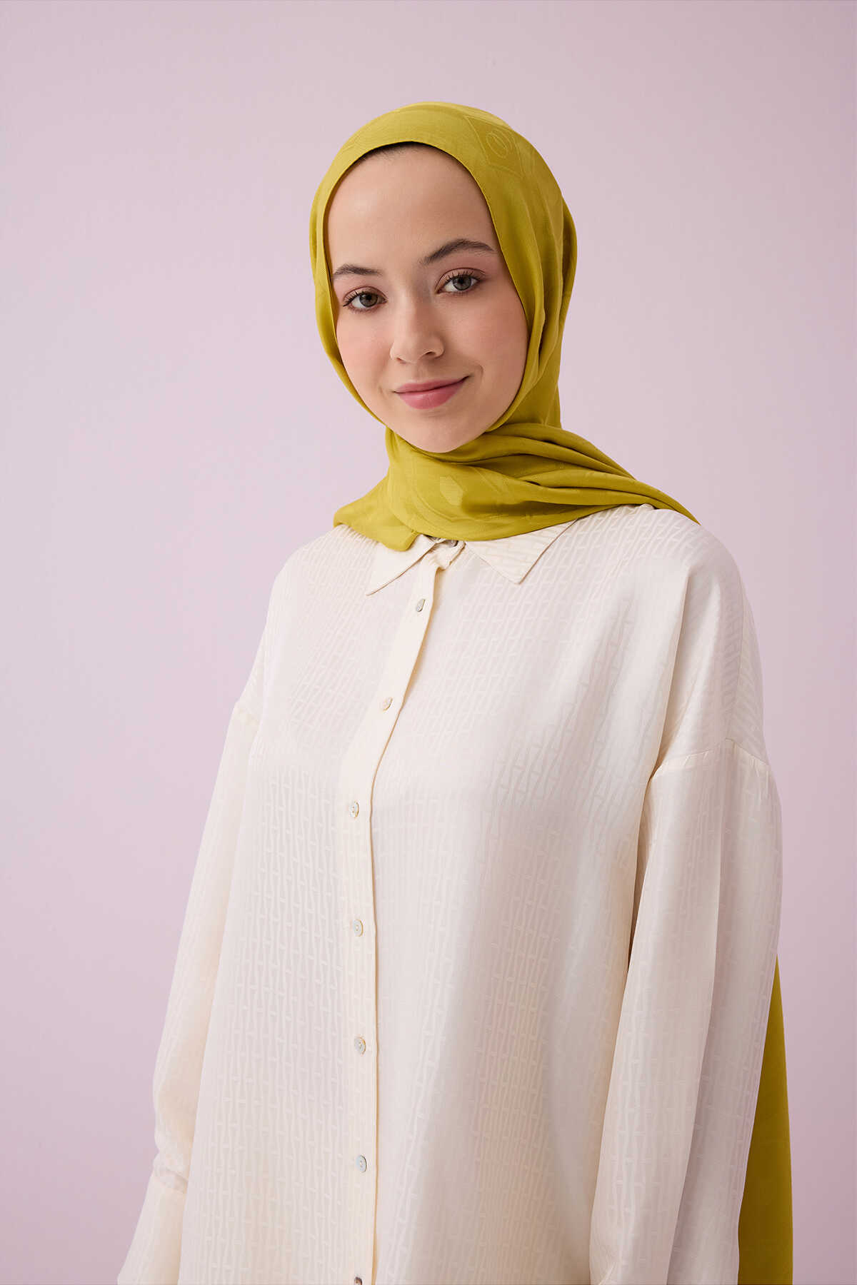Iman I Krem İpek Pijama Gömlek