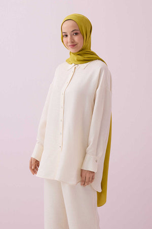 Iman I Krem İpek Pijama Gömlek