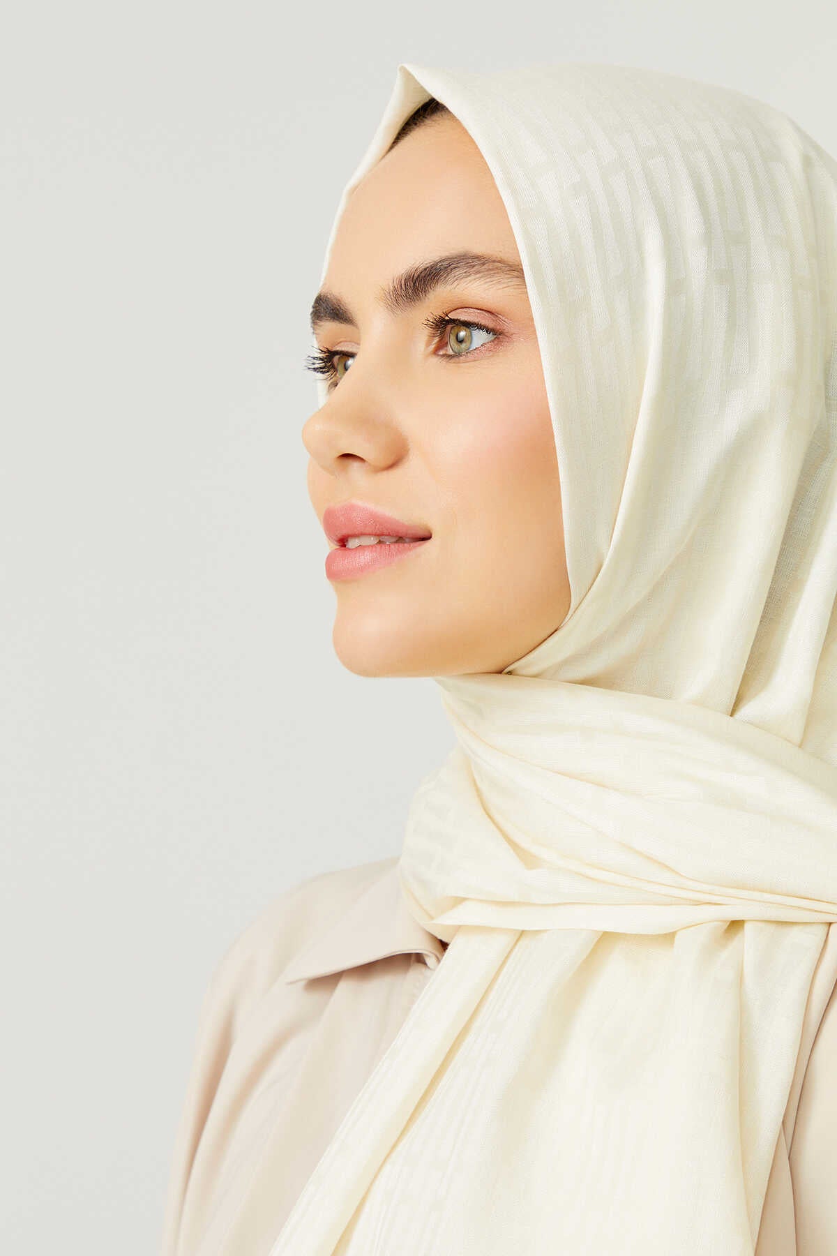 Iman I Krem Pamuk İpek Şal 80x200
