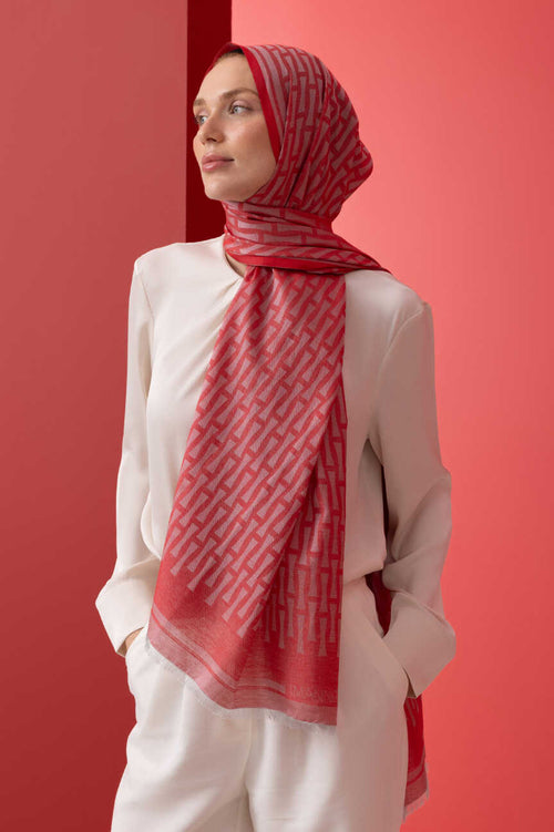Iman I Fuşya Pamuk İpek Şal 80x210