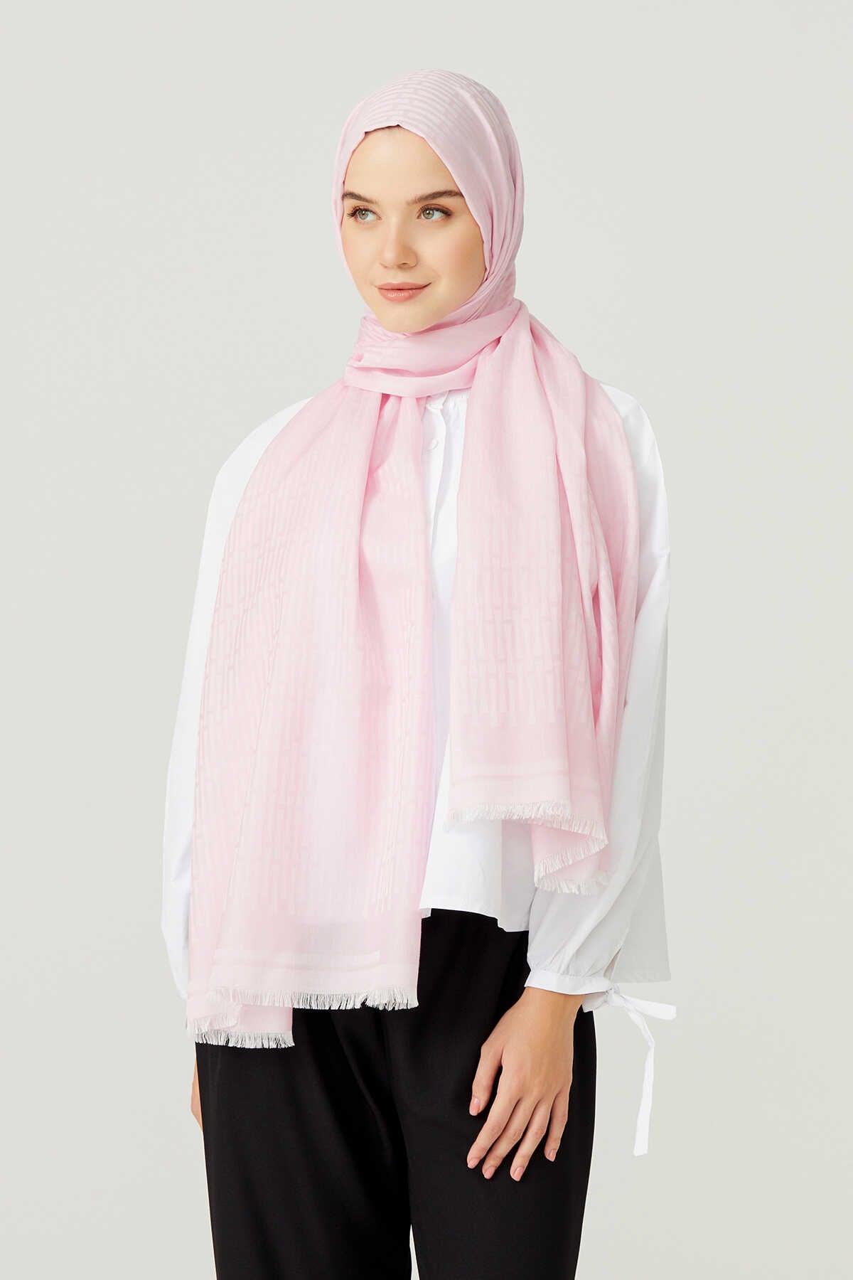 Iman I Pembe Koton İpek Şal 80x200