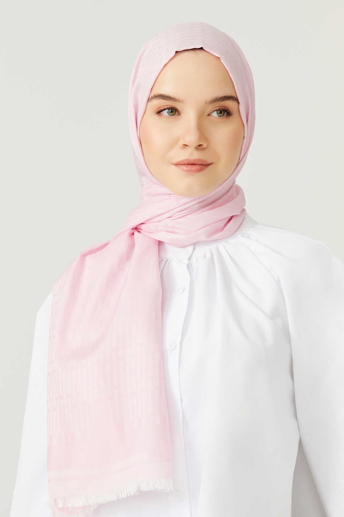 Iman I Pembe Koton İpek Şal 80x200